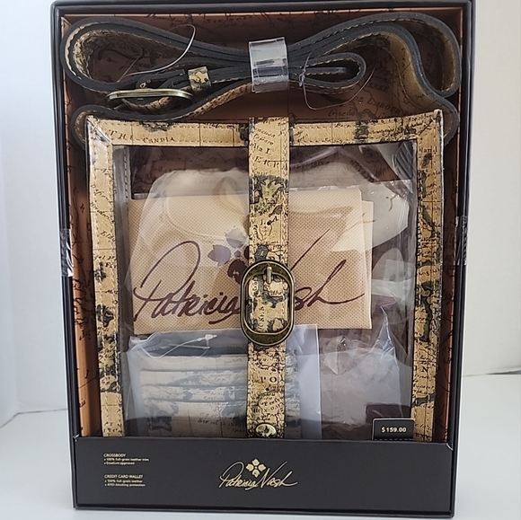PATRICIA NASH European Map Clear Crossbody Bag + Card Case NEW $160 Original - Picture 1 of 11